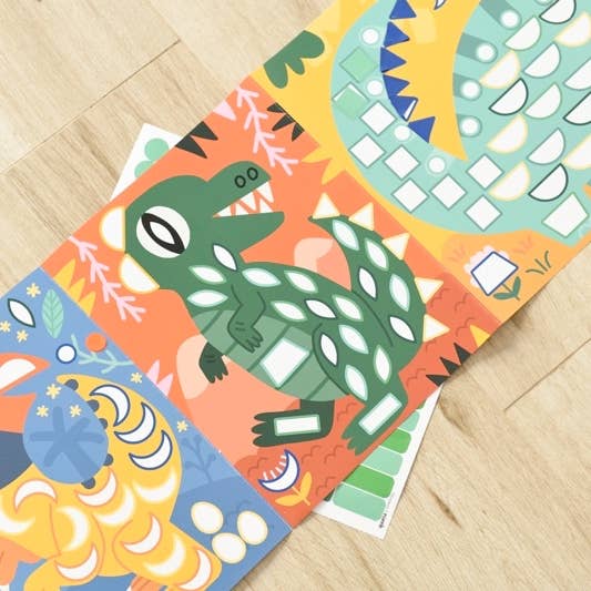 Dinosaures - Poster Panorama en sticker inspiré Montessori
