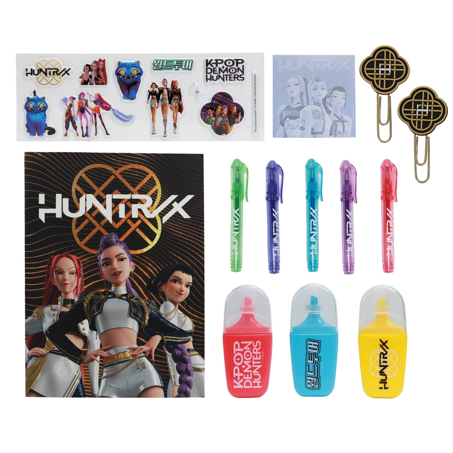 KPop Demon Hunters - 14-piece stationery set - gold