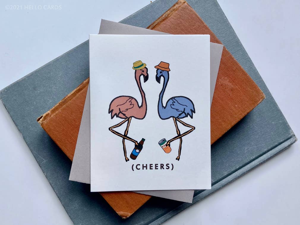 Flamingo “Leggy Cheers” Greeting Card