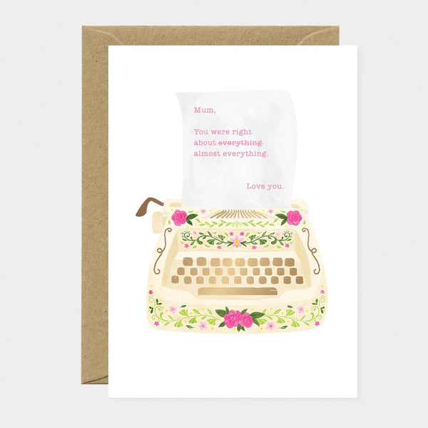 Love you mum typewriter - Greeting card