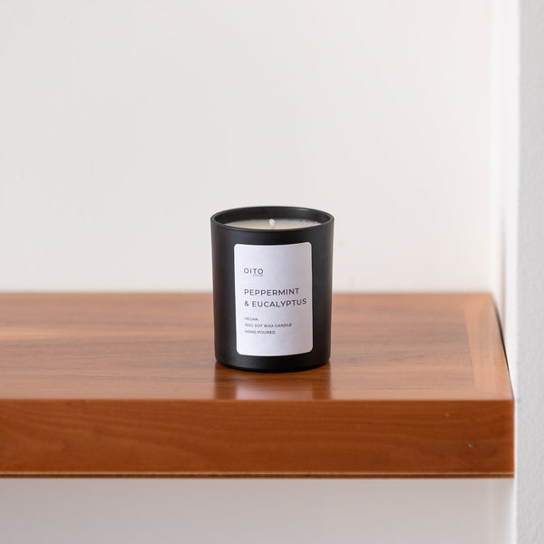 Bougie Menthe poivrée & Eucalyptus – 40 h – Oito.Atelier