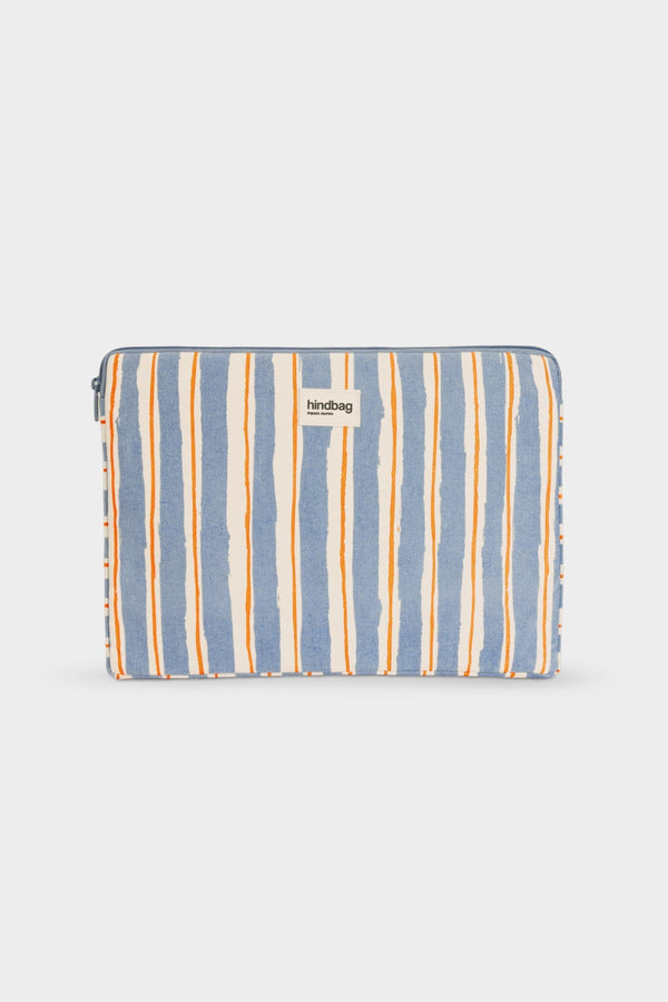 Ava Laptop Sleeve Orange and Blue Stripes
