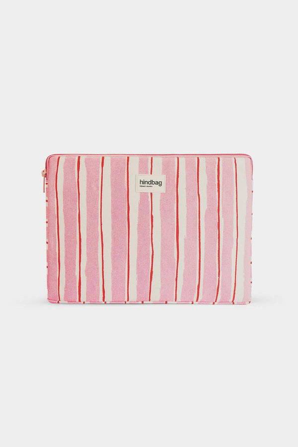 Ava Laptop Sleeve Red and Pink Stripes