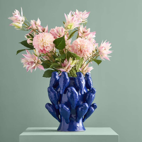 Vase M. Cobalt Blue Bird