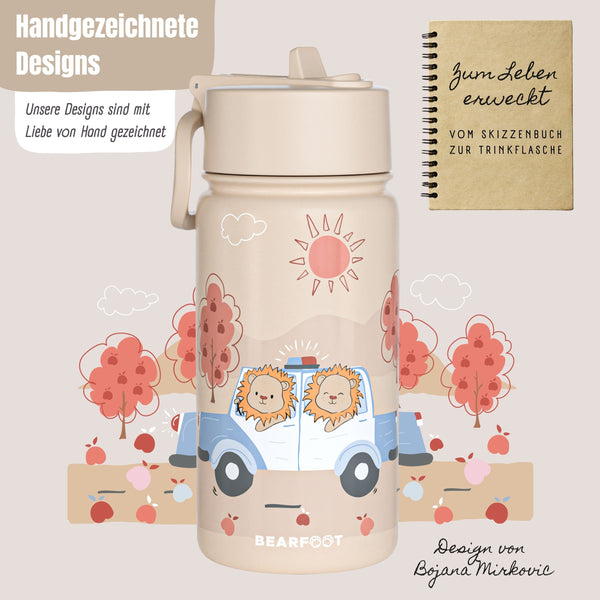 Thermo Kids' Stainless Steel Water Bottle - Police brown
