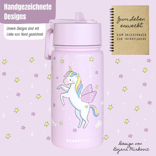 Thermo Kids Stainless Steel Drinking Bottle - Unicorn purple