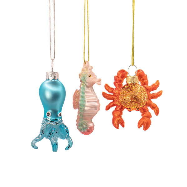 Mini Marine Animal Christmas Ornaments 3-Pack