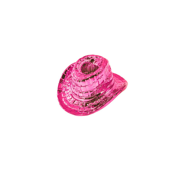 Candlestick - Cowboy Hat - Ceramic - Pink - 13.5x11x7 cm