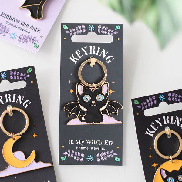 Gothic Bat Cat Keychain