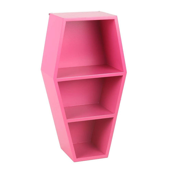 Fuchsia pink coffin-shaped shelf