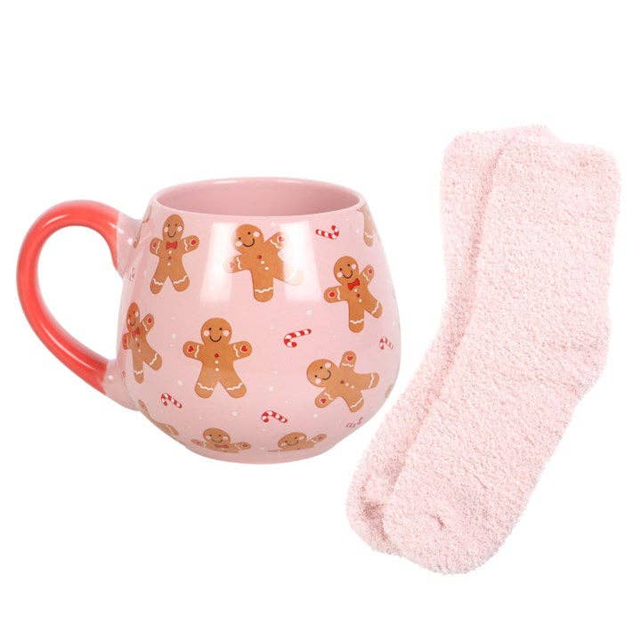 Gingerbread Christmas mug and stocking set