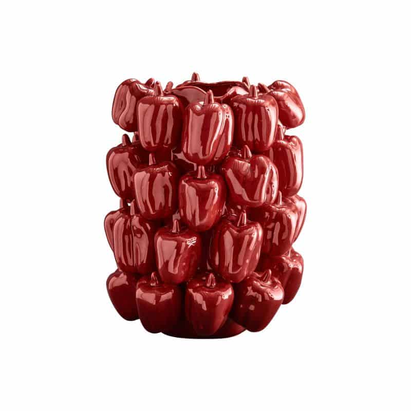 Paprika Red Vase, Stoneware, 25 x 25 x 31 cm Handmade