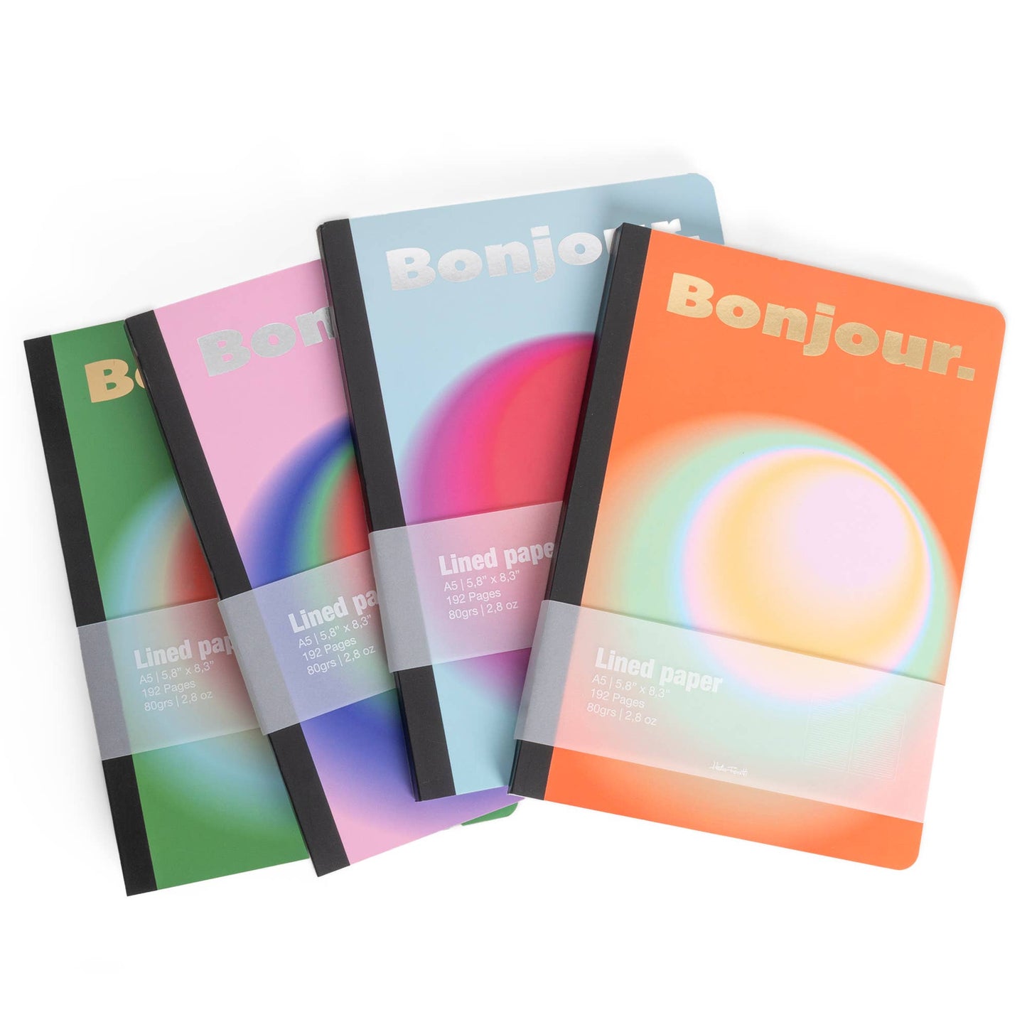 Carnet A5 Bonjour Bleu Clair Helio Ferretti Vue 4