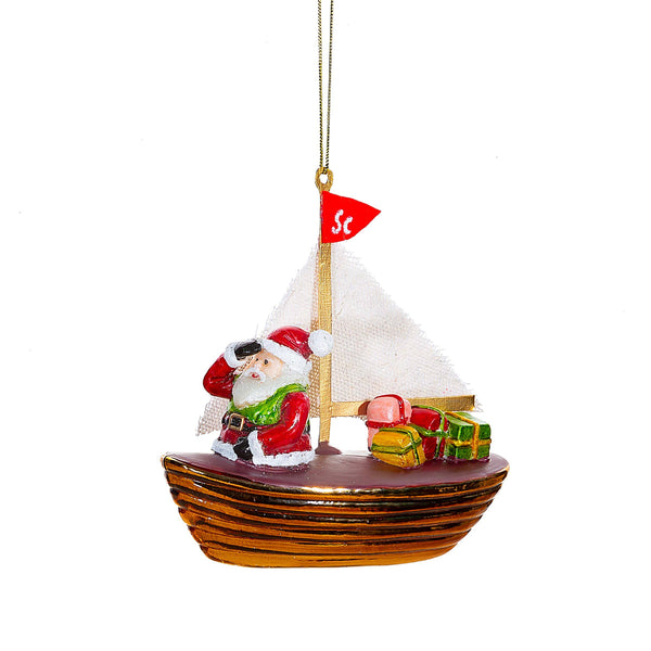 Santa's Sailboat Christmas Bauble