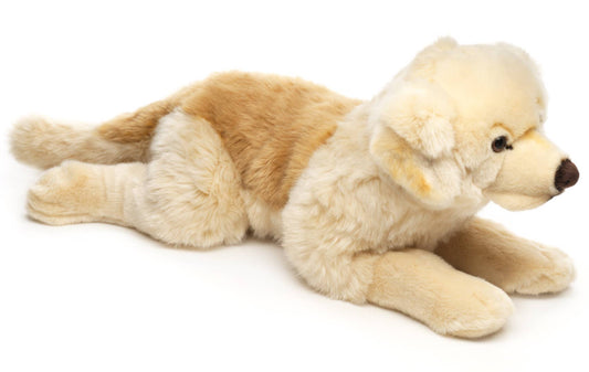 Golden Retriever lying down plush toy