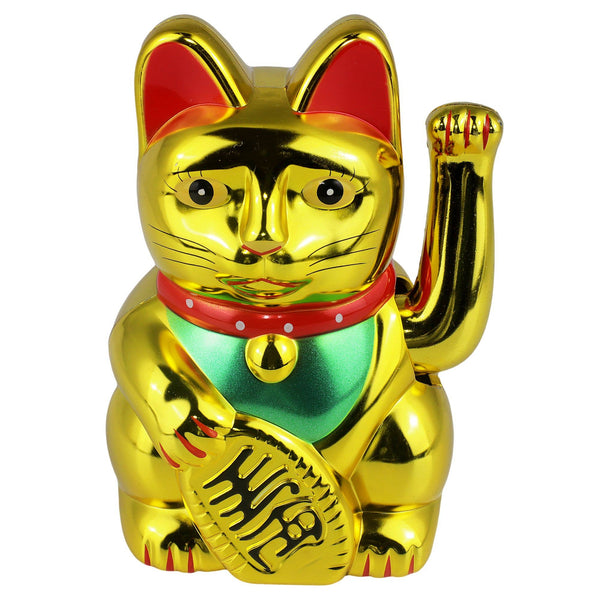 Golden solar lucky cat 10.5 cm