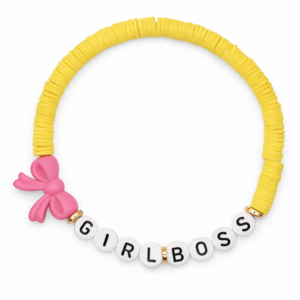 Swifties GIRL BOSS Friendship Bracelet - Yellow & Pink