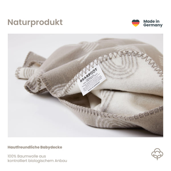 Organic Cotton Baby Blanket, Made in Germany, Rainbow - brown