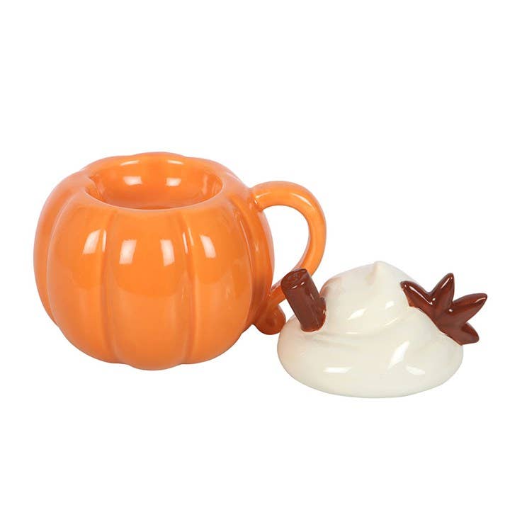 Brûle-parfum et chauffe-cire citrouille d'automne avec couvercle crème