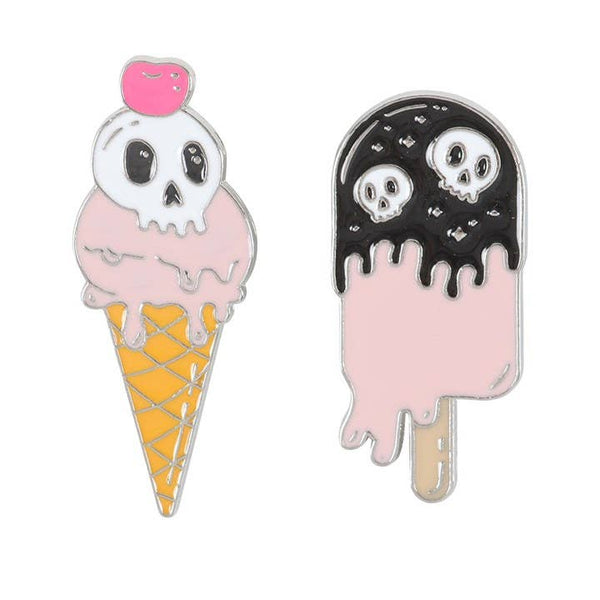 "Melting Goth Ice Cream" Enamel Pins
