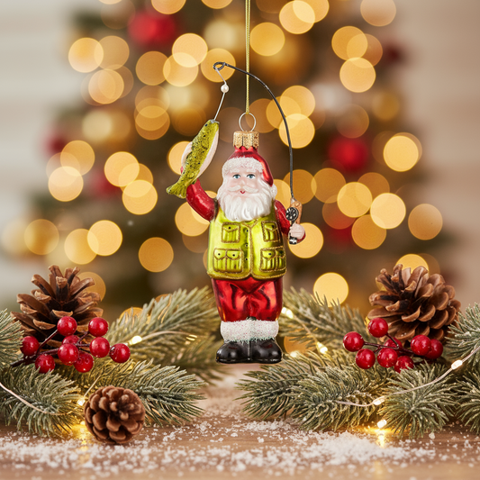 Fishing Santa Claus Christmas Ball