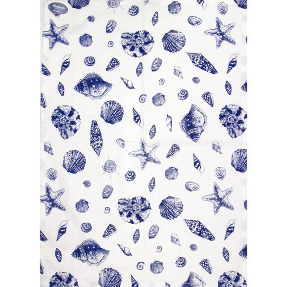 Seashell pattern tea towel, 71 x 51 cm