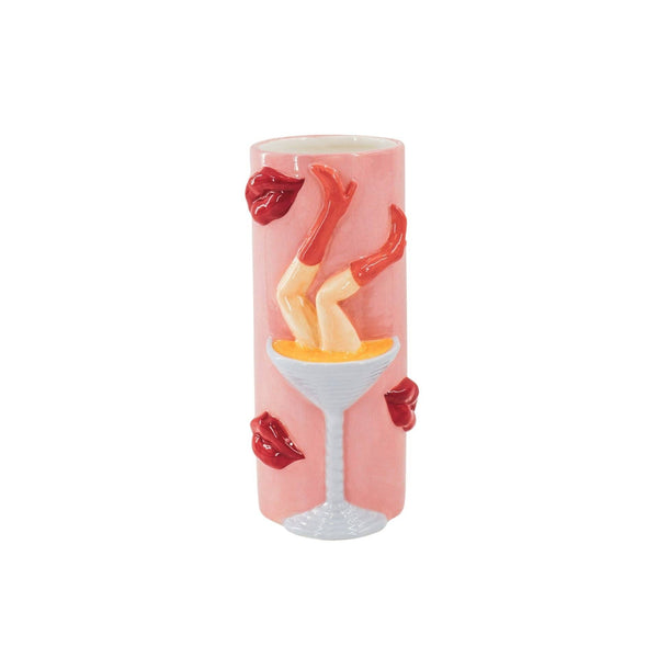 Flower Vase - Pornstar Martini Vase - Ceramic - Pink/Red - 14x12.5x28 cm