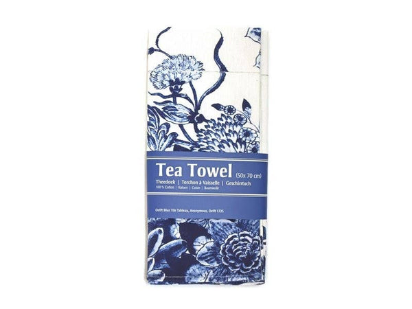 Blue Birds and Checks Tea Towel