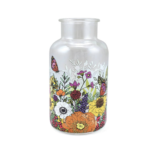 Glasvase mit Wildblumen