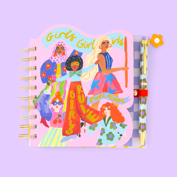 Ruler-shaped notebook for girls & pen