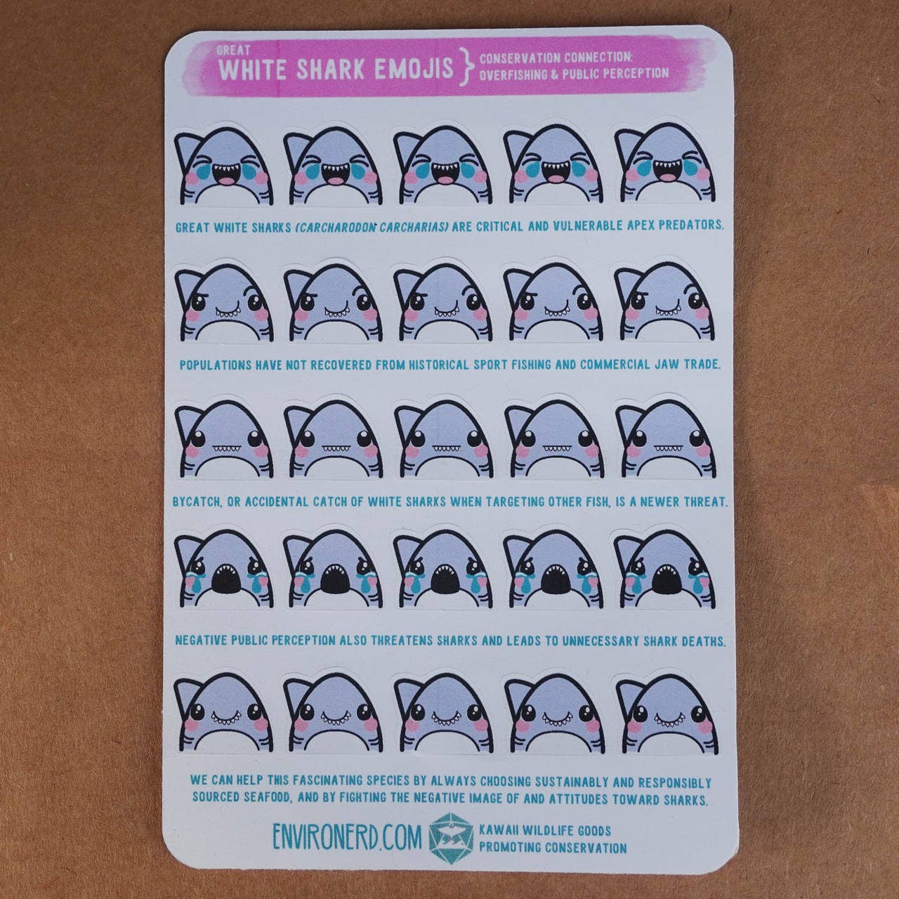 Feuille d'autocollants Emoji Requin