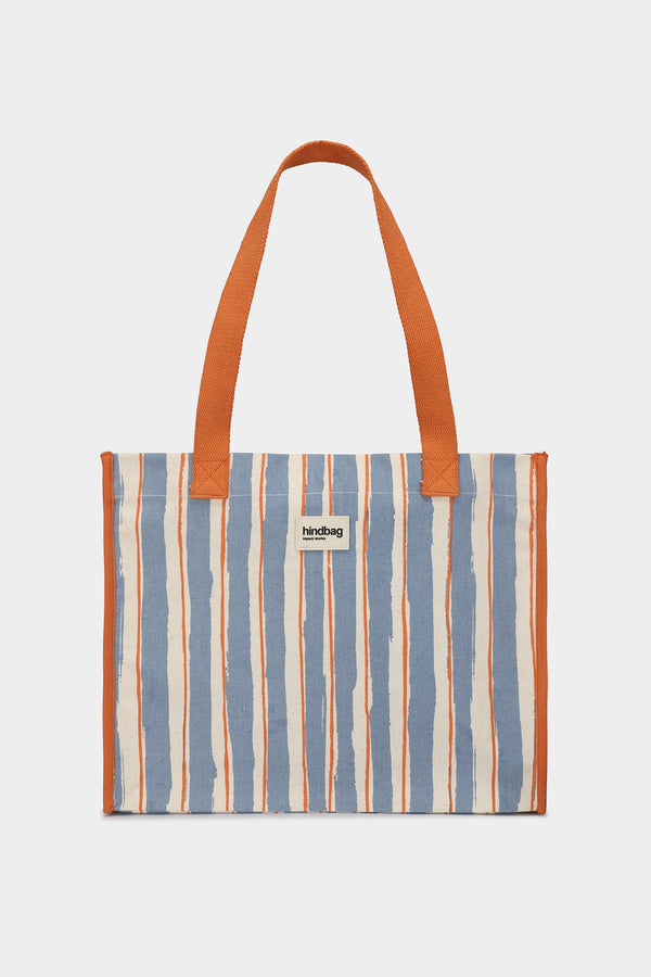 Sac cabas Claude Rayures orange et bleu