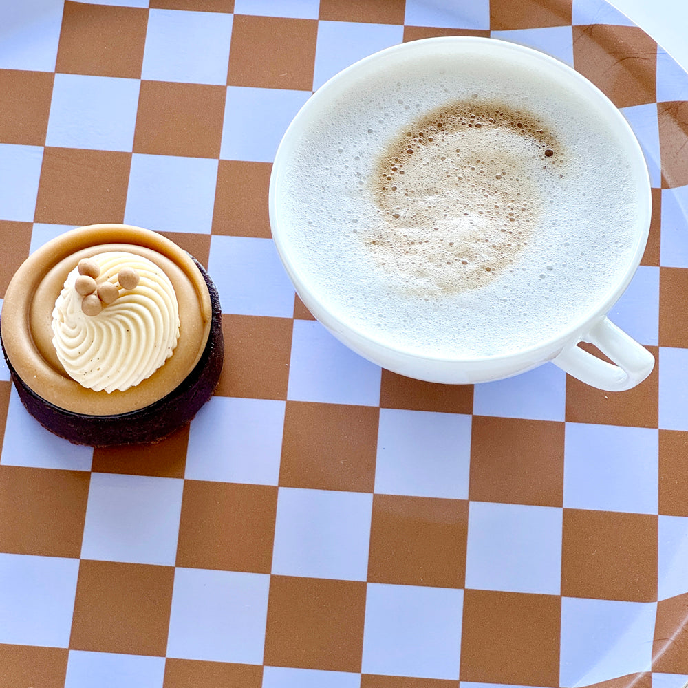 Caramel CHECKER Round Serving Tray - 31 cm