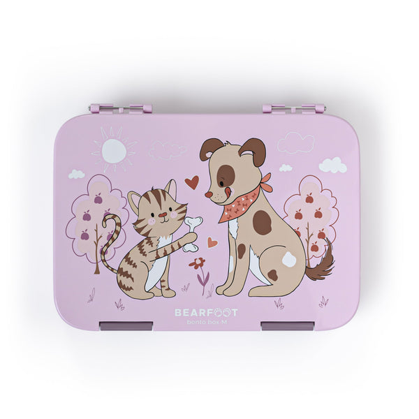 Kids lunch box with compartments, lunchbox - Dog&Cat purple