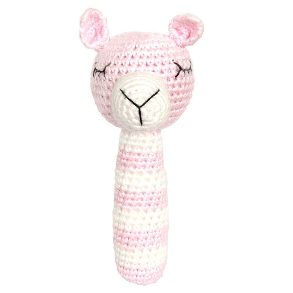 Crochet llama rattle - light pink