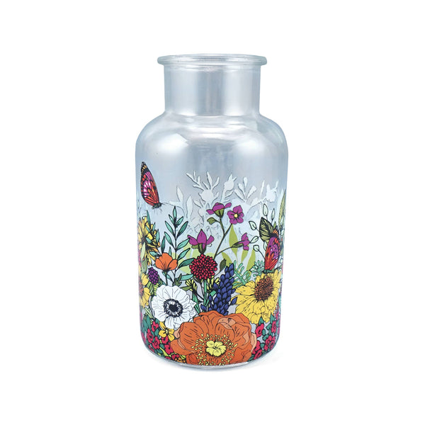 Vase en verre fleurs des champs