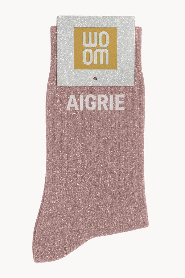 "Grumpy" Message Glitter Socks - Rose Gold