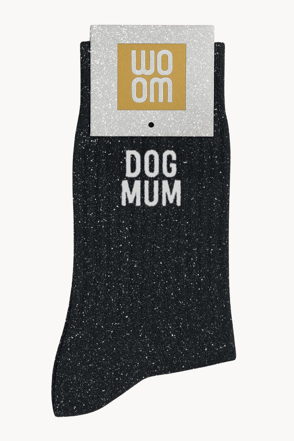 "Dog Mum" Sequin Socks - Black