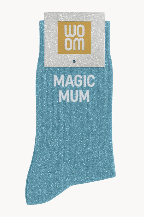 "Magic Mum" Glitter Socks - Turquoise