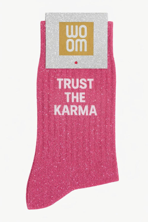 "Trust The Karma" Glitter Socks - Bubblegum Pink