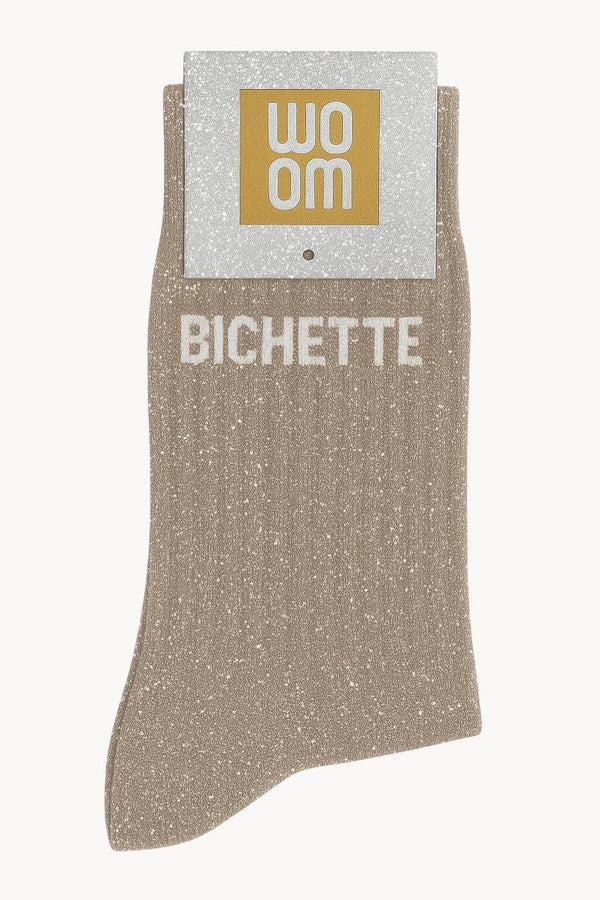 "Bichette" Sequin-Embellished Socks - Beige