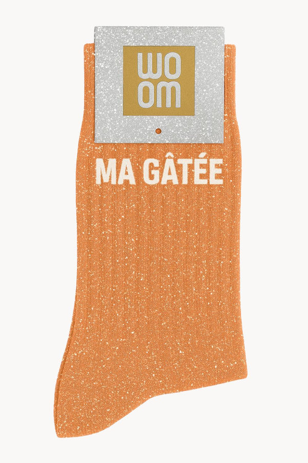 Glitter Message Socks "My Spoiled One" - Orange