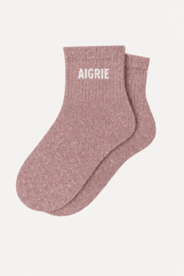"AIGRIE" Short Glitter Socks - Rose Gold