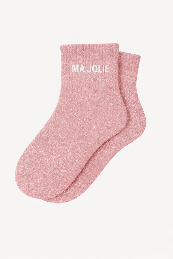 "MA JOLIE" Glitter Short Socks - Pink