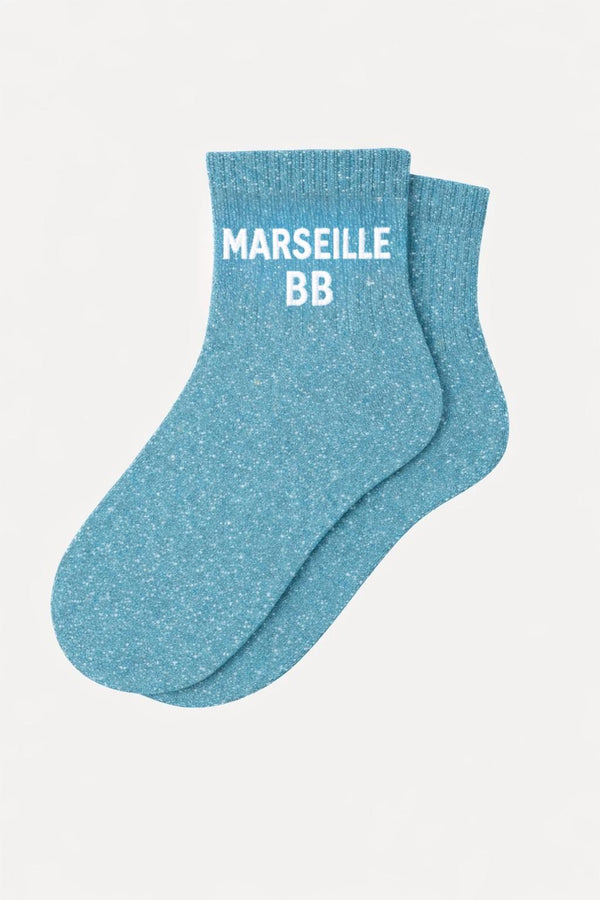 "MARSEILLE BB" Glitter Short Socks - TURQUOISE