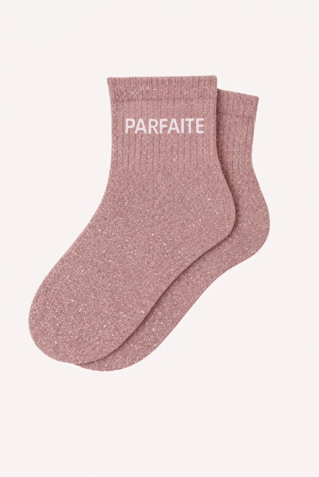 "PERFECT" Rose Gold Short Sequin Socks