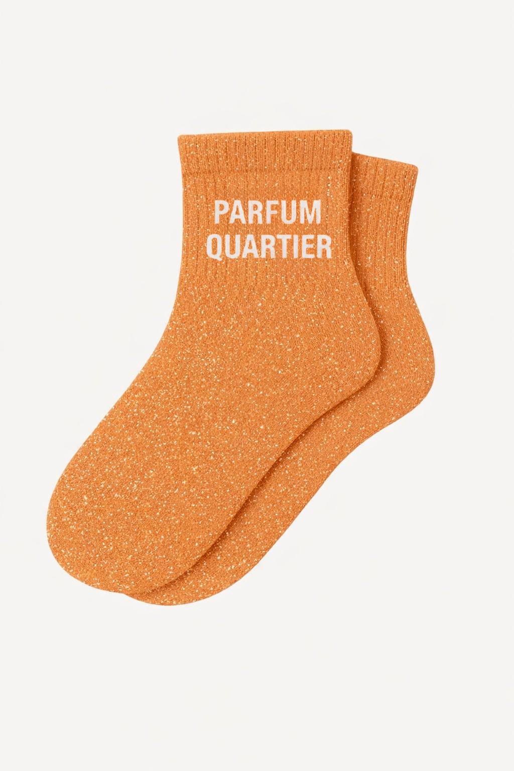 "PARFUM QUARTIER" Short Glitter Socks - Orange