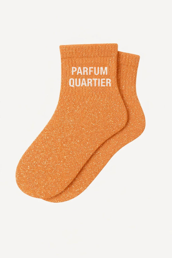 "PARFUM QUARTIER" Short Glitter Socks - Orange