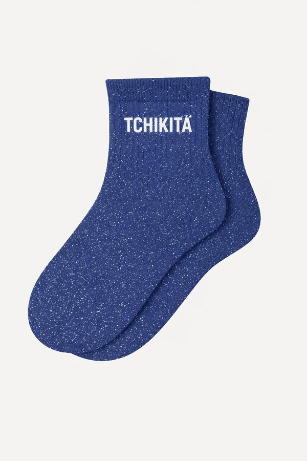 "TCHIKITA" Glitter Ankle Socks - Electric Blue