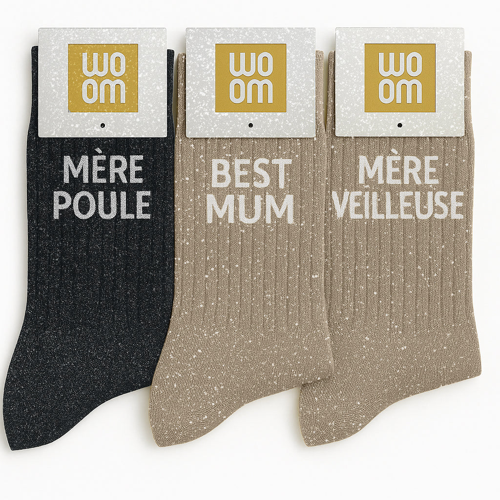 "Mère Veilleuse" Glitter Socks - Beige